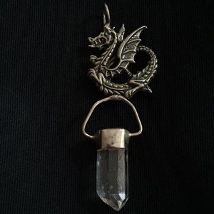 Silver Dragon pendant artist piece/quartz crystal